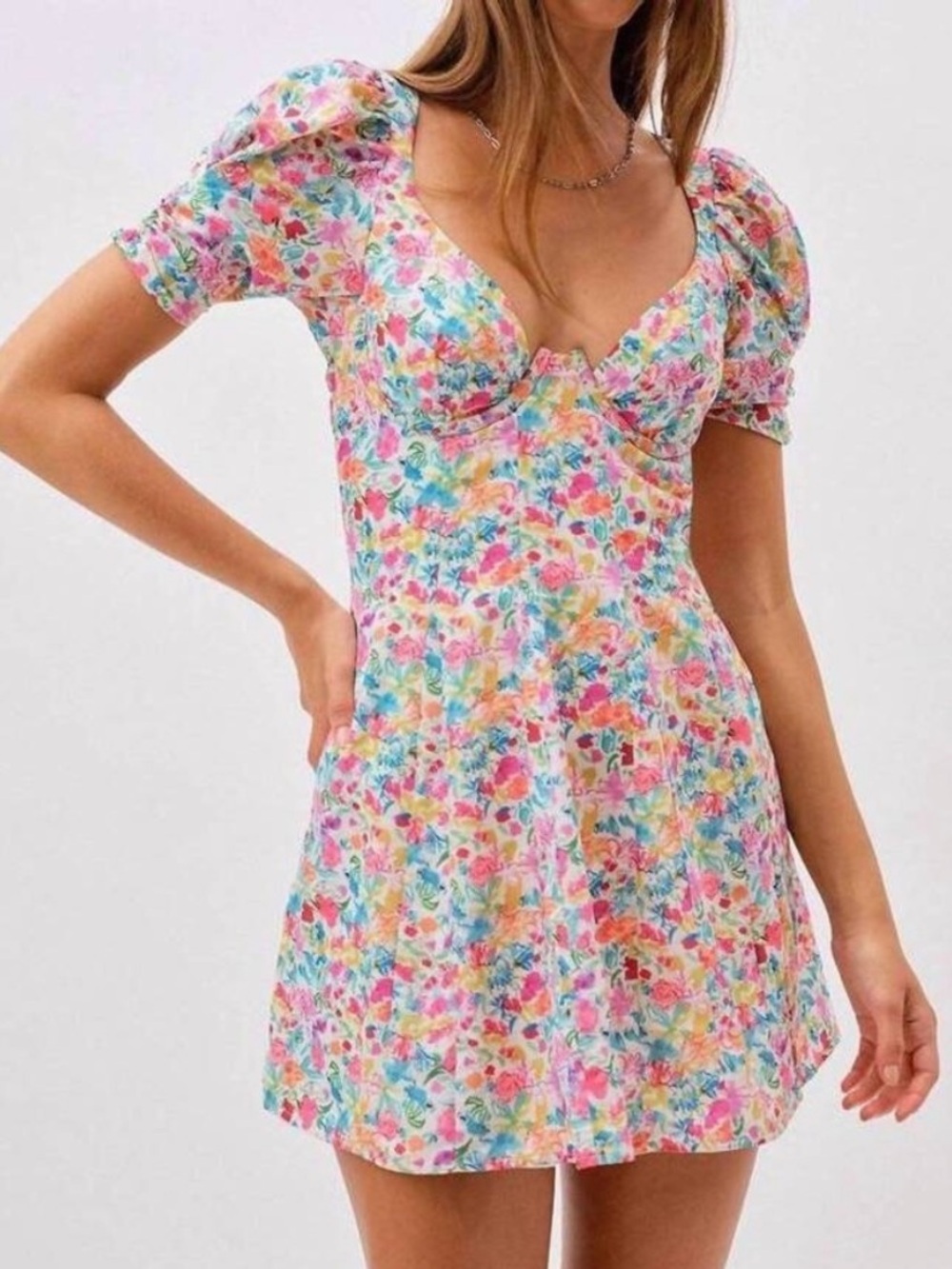For love and lemons Claude Mini Dress - Aqua Multi